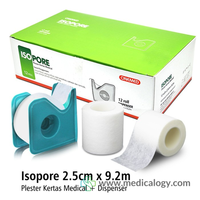 Isopore 2,5cm x 9,2m + Dispenser Onemed Plester Kertas Box Isi 12 Roll