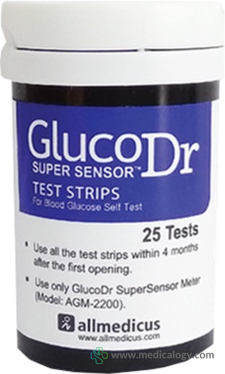 harga Gluco Dr Super Sensor Strip Alat Cek Gula Darah 25T