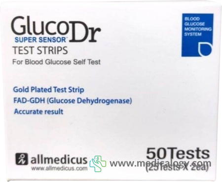 harga Gluco Dr Super Sensor Strip Alat Cek Gula Darah 50T