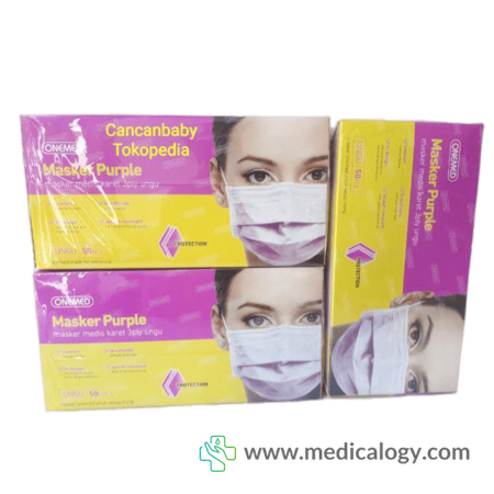 beli Masker Medis Earloop Onemed Ungu isi 50 Pcs