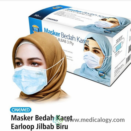 harga Masker Medis Hijab OneMed box 50pcs Warna Biru
