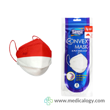 beli Masker Sensi Convex Warna Merah Putih isi 2 Pcs