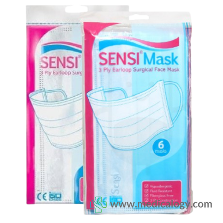 jual Masker Sensi Earloop Biru Per Pack isi 6 pcs