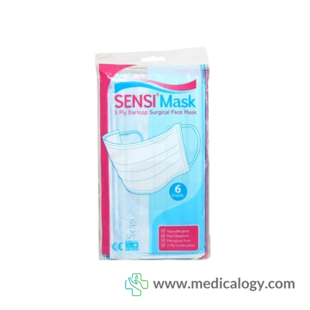 beli Masker Sensi Earloop Biru Per Pack isi 6 pcs