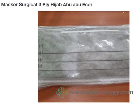 harga Masker Surgical 3 Ply Hijab Abu abu Ecer