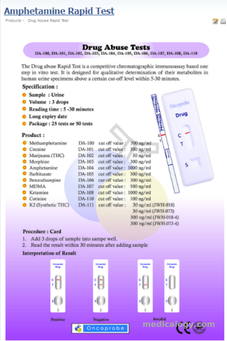 jual Oncoprobe Rapid Test AMP (Amphethamine) 25 Card/Box