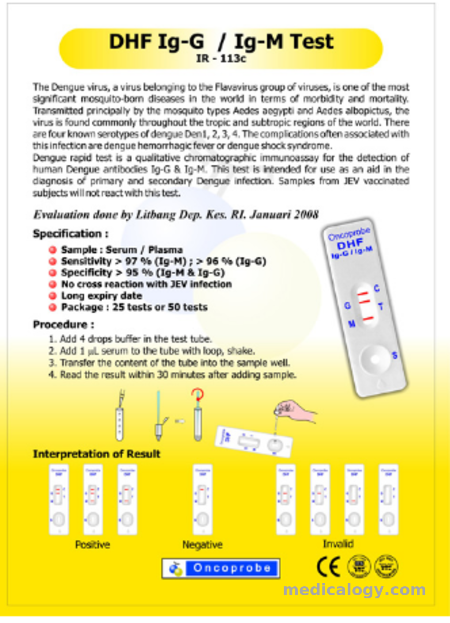jual Oncoprobe Rapid Test Dengue NS1 Antigen 25 Card/Box