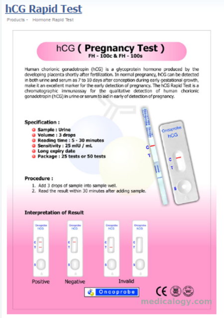 jual Oncoprobe Rapid Test HCG 25 Card/Box