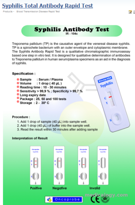 jual Oncoprobe Rapid Test Syphillis 25 Card/Box