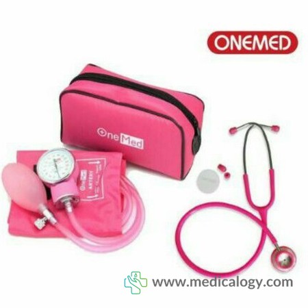harga Onemed Tensimeter Aneroid 200 Manual Jarum + Stetoskop Warna Pink