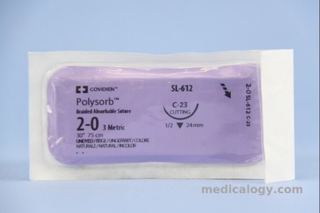 harga Polysorb 2-0 Undyed 75 cm Reverse Cutting 3/8 Circle 24 mm (Kulit)
