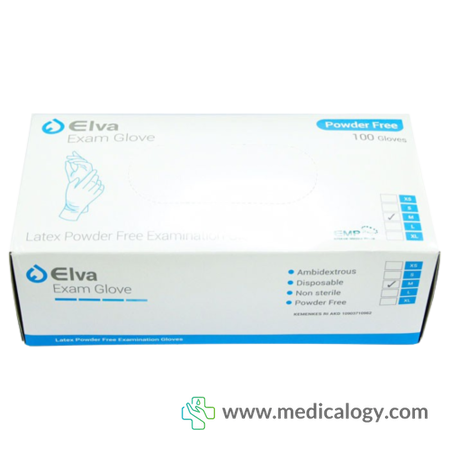 harga Sarung Tangan Latex ELVA POWDER FREE size M per Box isi 100