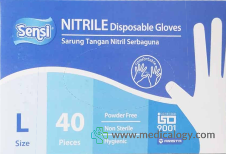 jual Sarung Tangan Nitrile Sensi Gloves Size L isi 40 pcs