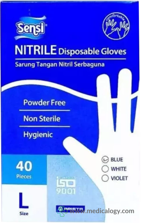 beli Sarung Tangan Nitrile Sensi Gloves Size L isi 40 pcs