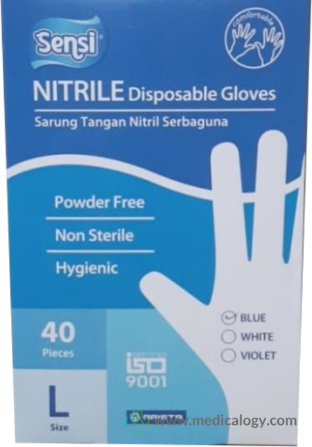 harga Sarung Tangan Nitrile Sensi Gloves Size L isi 40 pcs