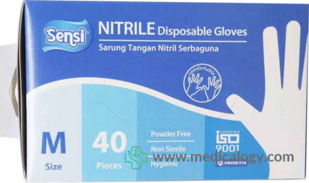 jual Sarung Tangan Nitrile Sensi Gloves Size M isi 40 pcs