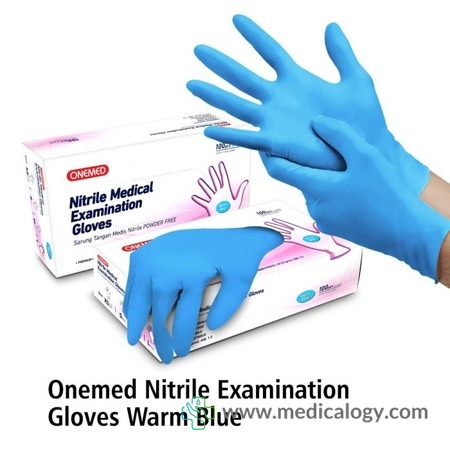harga Sarung Tangan Onemed Nitrile Exam Glove Warm Blue Box isi 100 - M