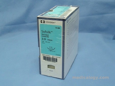 harga Sofsilk 3-0 Hitam 45 cm Reverse Cutting 3/8 Circle 24 mm (Kulit)