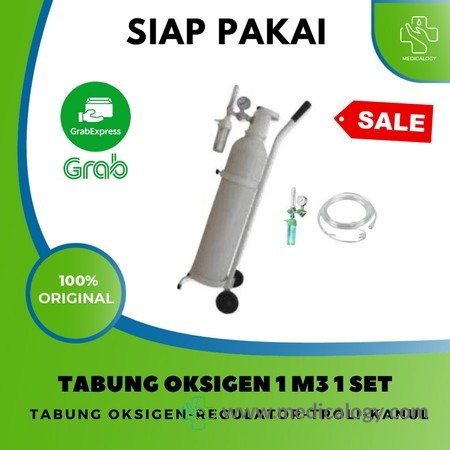 harga Tabung Oksigen 1m3 Lengkap 1 Set Siap Pakai (Trolley, Regulator, dan Isi)
