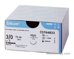 B Braun Silkam Silk Black 3/0 DS 16 45 cm