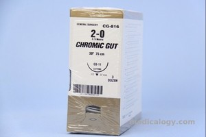 Chromic Gut 2-0 Reverse Cutting 75 cm 1/2 Circle 37 mm (Umum/Fascia/Kulit)