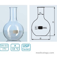 jual Labu Didih Alas Datar Narrow Neck 50 ml Duran 2171117