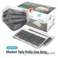 jual Masker Karet Earloop Grey 3 Ply Onemed per box isi 50