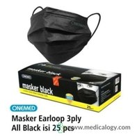 Onemed Masker Hitam 3 Ply Earloop Black Surgical Mask Isi 25