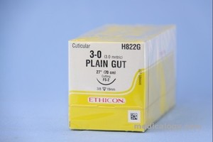jual Plain Gut 3-0 Plain 75 cm Reverse Cutting 3/8 Circle 19 mm (Kulit/Subkutan)