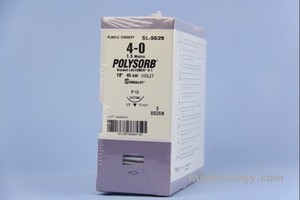 Polysorb 4-0 Violet 45 cm Cosmetic Reverse Cutting 3/8 Circle 19 mm