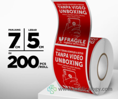 jual Stiker Fragile & Unboxing Per Roll isi 500 pcs