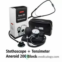 jual Tensimeter Aneroid 200 Manual Jarum + Stetoskop Warna Hitam  Onemed
