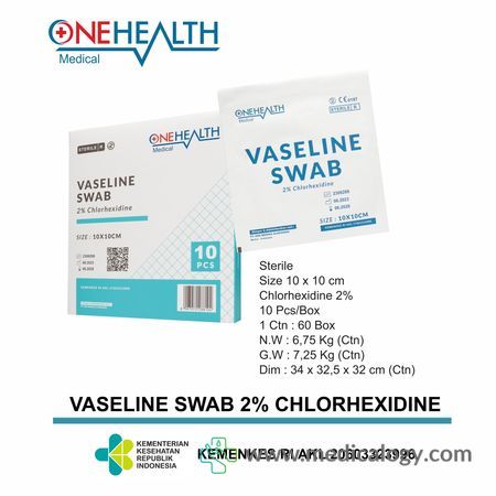 harga Vaseline Swab Merk OneHealth 10x10cm Per Box isi 10 Lembar Kasa Plester Luka